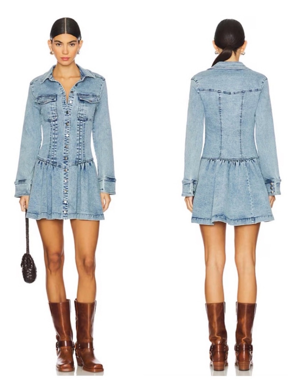 Free People Roadhouse Mini Denim Dress In The Road Rinse